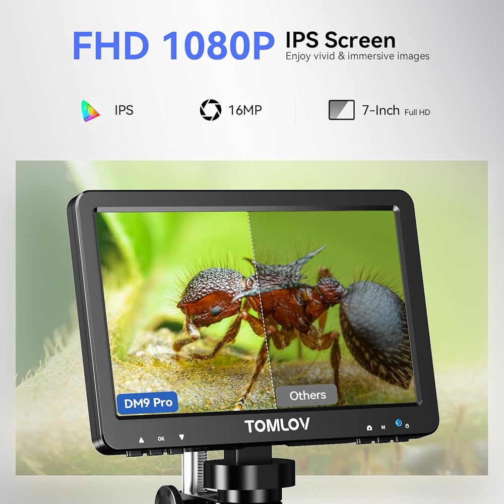 Amazon.com : TOMLOV DM9 Pro Digital Microscope: 16MP 7